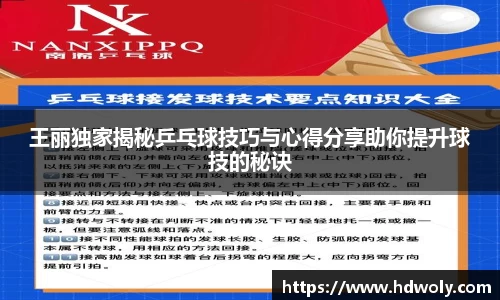王丽独家揭秘乒乓球技巧与心得分享助你提升球技的秘诀
